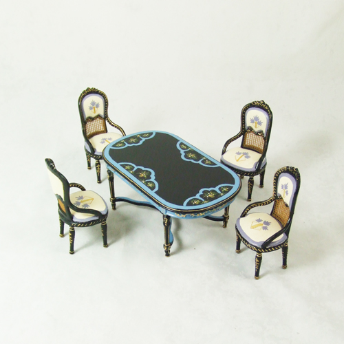 8019 Hansson Black and Blue Dining Room Set 5 pieces - Click Image to Close